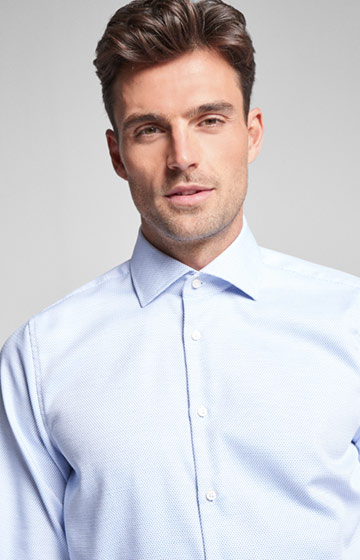 Hemd Mika - bügelfrei -  in Blau gemustert