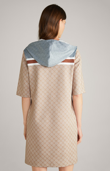 Sukienka bluzowa ze wzorem, w kolorze beżowym