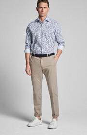 Hemd Mika - bügelleicht - in Navy/Weiß gemustert