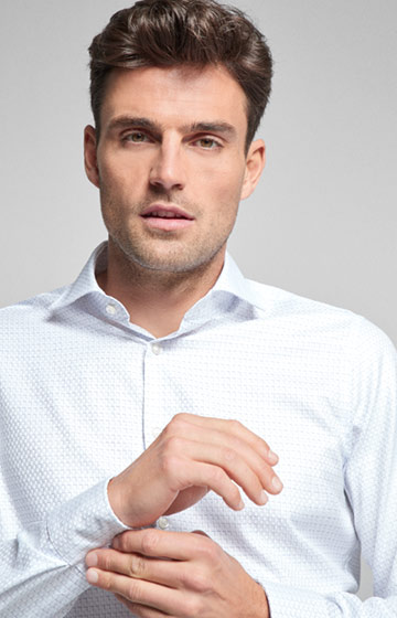 Hemd Panko in Weiss/Blau gemustert