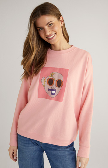 Sweatshirt in Rosa mit Print