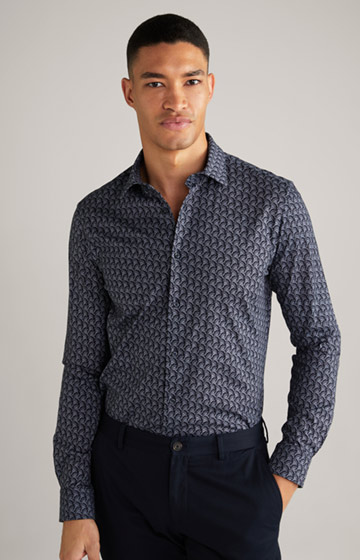 Pit Cotton Shirt in patterned Dark Blue/White