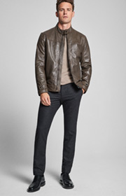 Lederjacke Cleary in Fossil-Braun