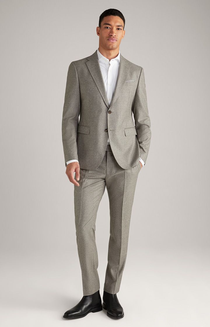 Haspar-Bloom Virgin Wool Suit in Light Beige/Light Grey