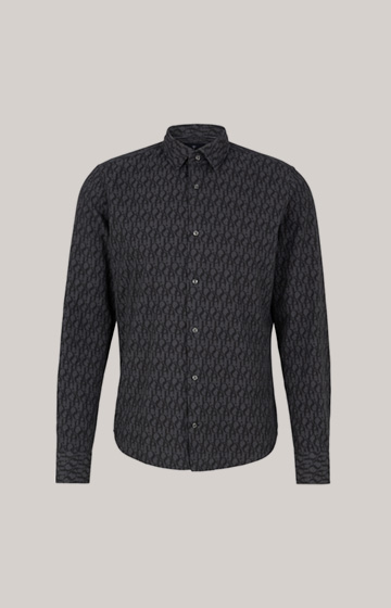 Pit Cotton Shirt in Dark Grey, patterned