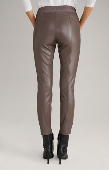 Vegan Leather Trousers in Taupe