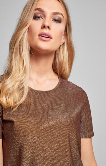 Lurex-T-Shirt Tine in Bronze/Bordeaux