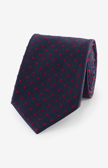 Seiden-Krawatte in Navy/Rot gemustert
