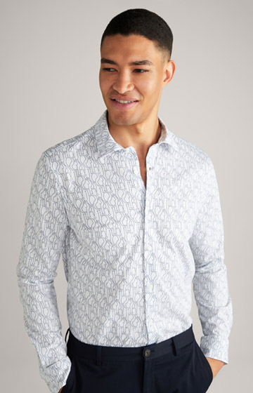 Pit cotton shirt in patterned white/dark blue