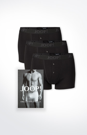 3er-Pack Boxershorts mit Knopfleiste in Schwarz
