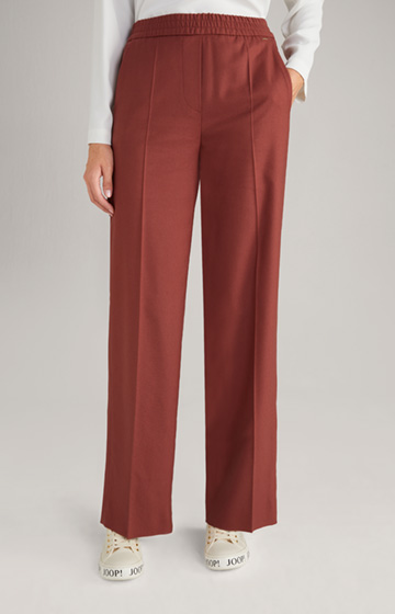Spodnie Marlene z bawełnianego diagonalu w kolorze czerwonobrązowym