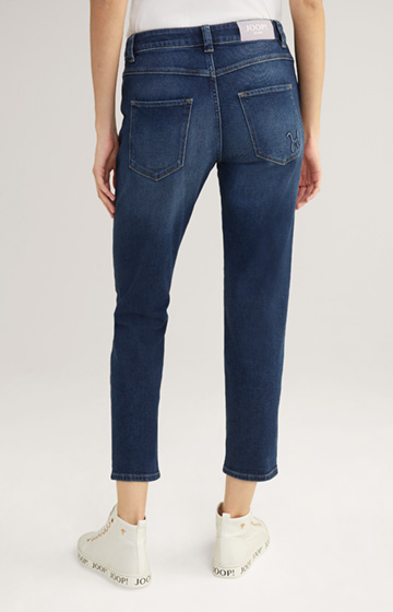 7/8 High-Waist-Jeans in Denim Blue Washed