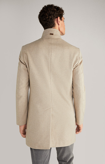Maron Cashmere Blend Coat in Light Beige Flecked