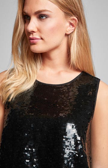 Pailletten-Chiffon-Top Basia in Schwarz