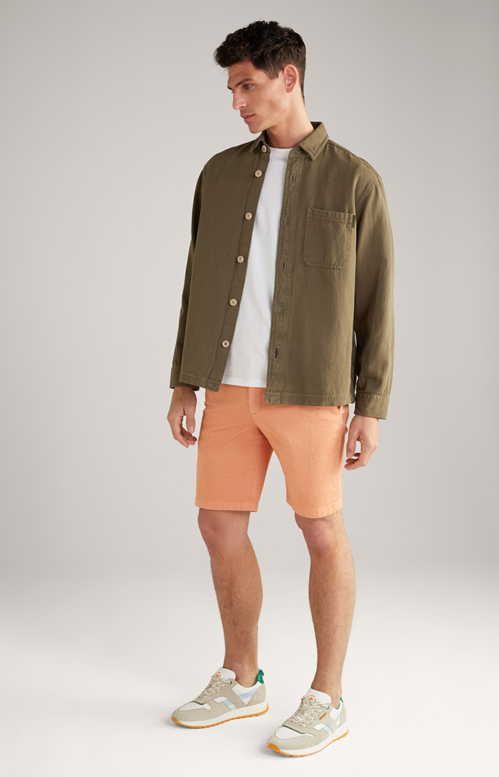 Harvi Cotton and Linen Overshirt in Olive