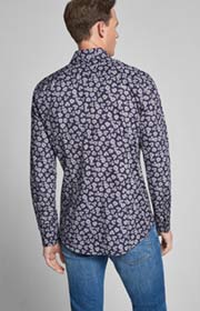 Hemd Panko - bügelleicht - in Dunkelblau gemustert