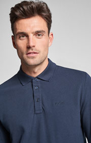 Langarm-Poloshirt Priamo in Navy 
