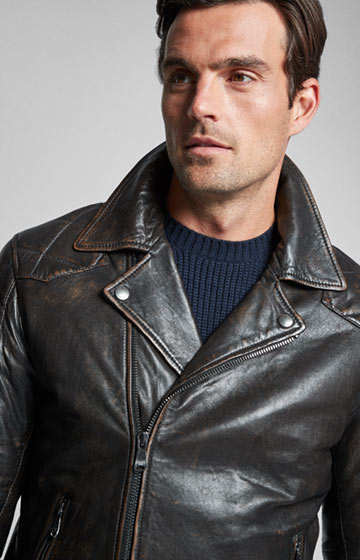 Lederjacke Bhodi in Schwarz