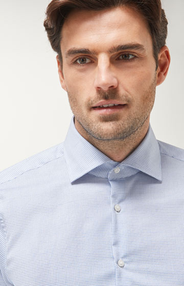 Hemd Mika - bügelfrei  - in Blau/Weiß