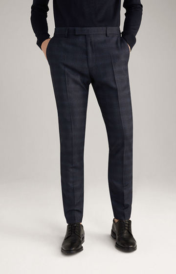 Damon-Gun Modular Suit Trousers in Dark Blue Check