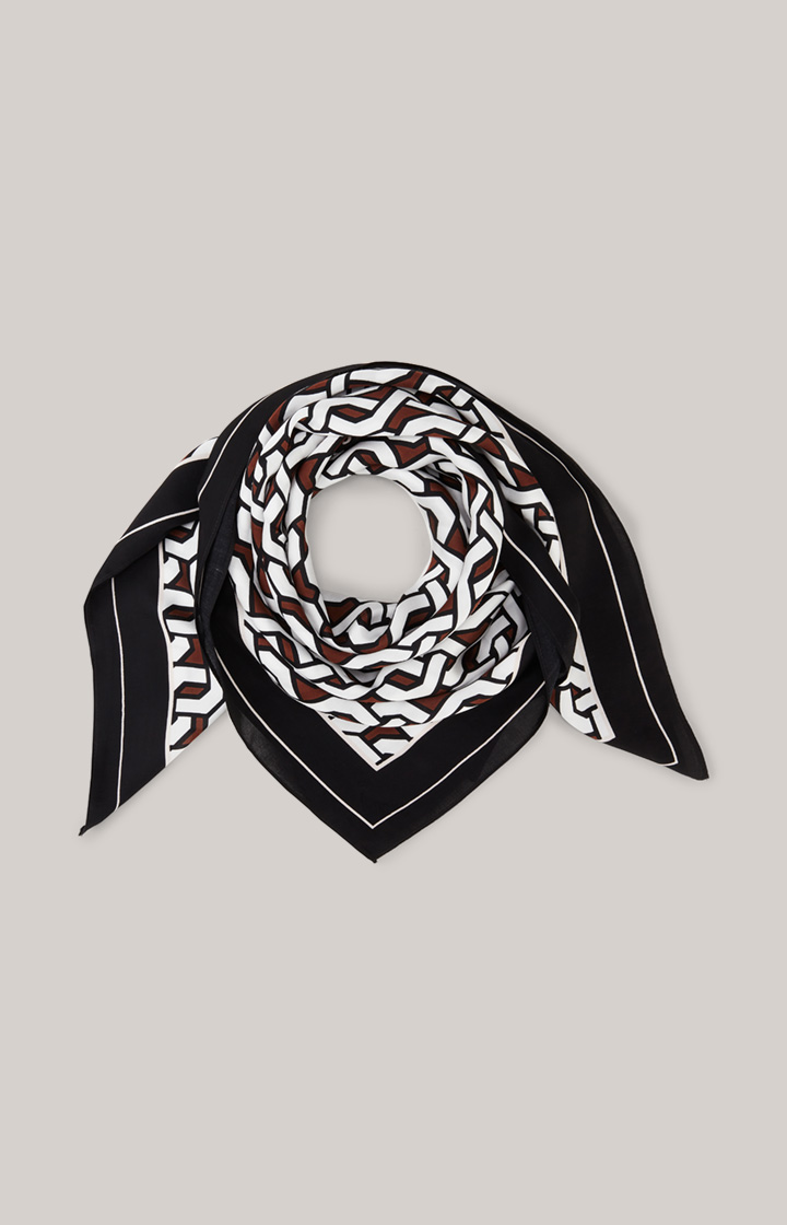 Scarf in a Black/White/Brown Pattern
