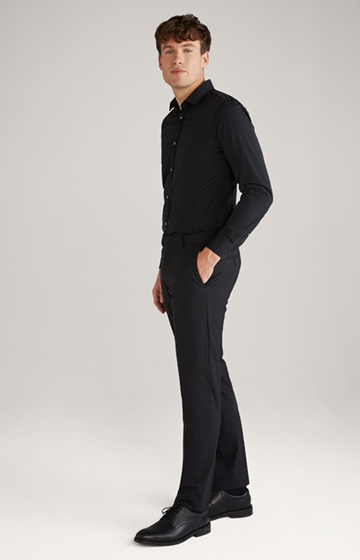 Victor Stretch Cotton Shirt in Black