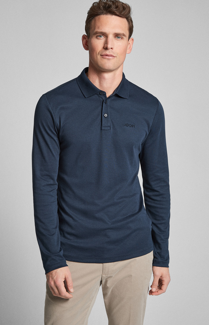 Langarm-Poloshirt Iwan in Dunkelblau