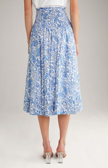 Cotton Skirt in White/Blue