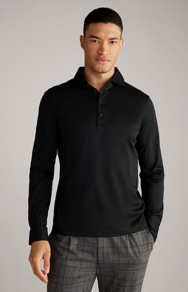 Baldwin Long-sleeved Polo Shirt in Black