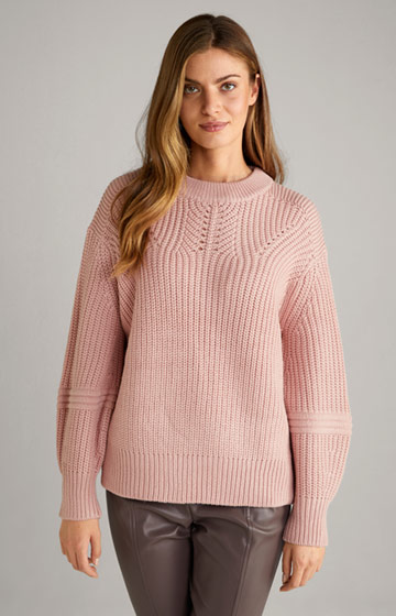 Wool Mix Knitted Pullover in Dark Rosé