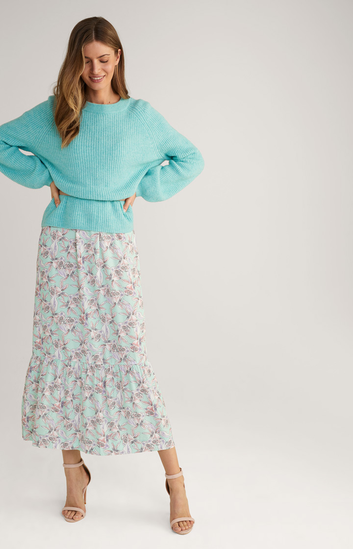 Knitted Pullover in Turquoise Melange