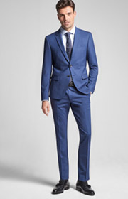 Hemd Mika - bügelfrei -  in Blau gemustert