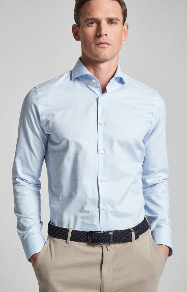 Hemd Pajos-W - bügelleicht - in Hellblau gemustert 