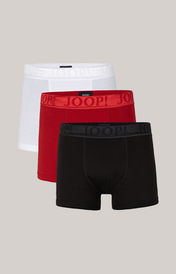 3-Pack of Fine Cotton Stretch Boxers in Black/Red/White