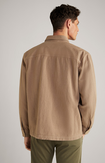 Harvi Cotton and Linen Overshirt in Beige