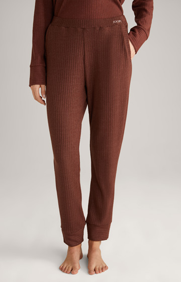 Spodnie dresowe prążkowane Loungewear w kolorze kawowym