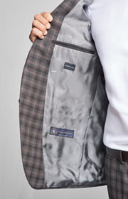 Baukasten-Sakko Herby in Braun/Grau kariert