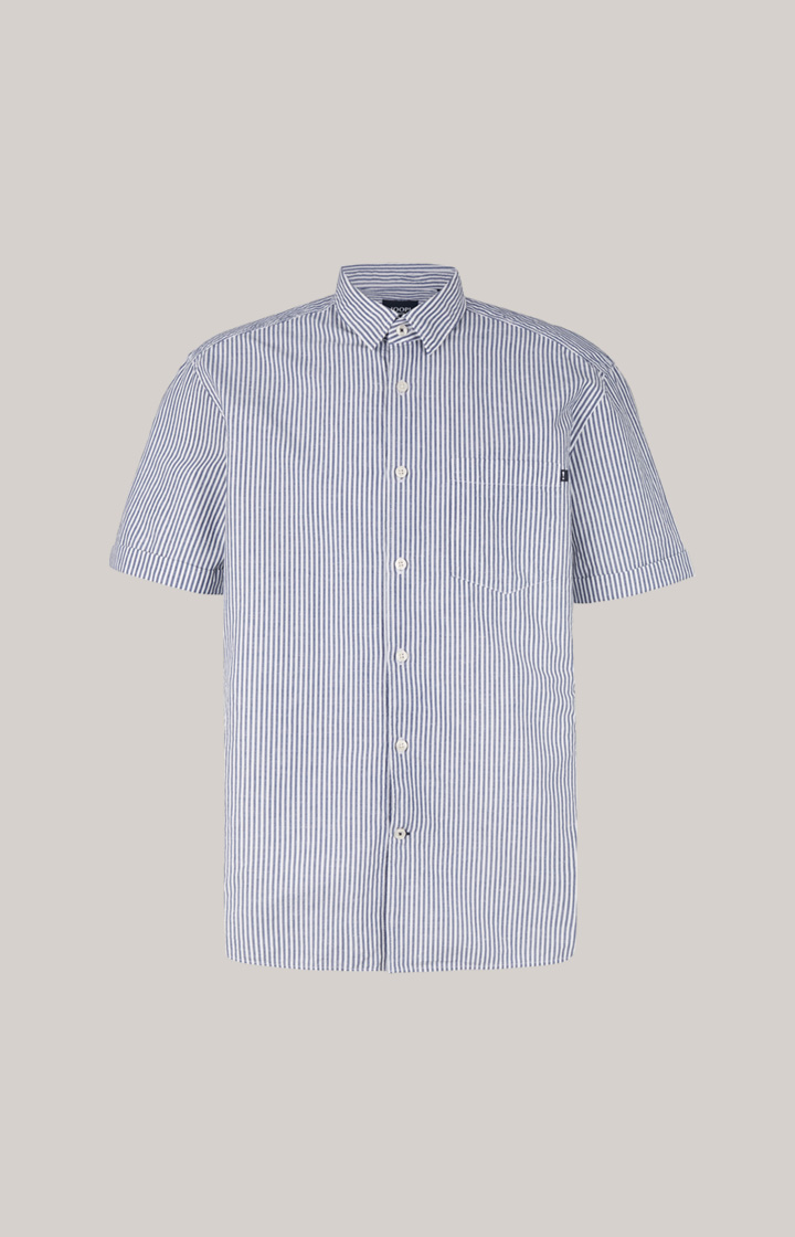 Herry Cotton/Linen Shirt in Dark Blue/Off-white Stripes