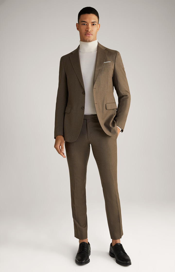 Haspar-Bloom Flannel Suit in Dark Brown Mélange