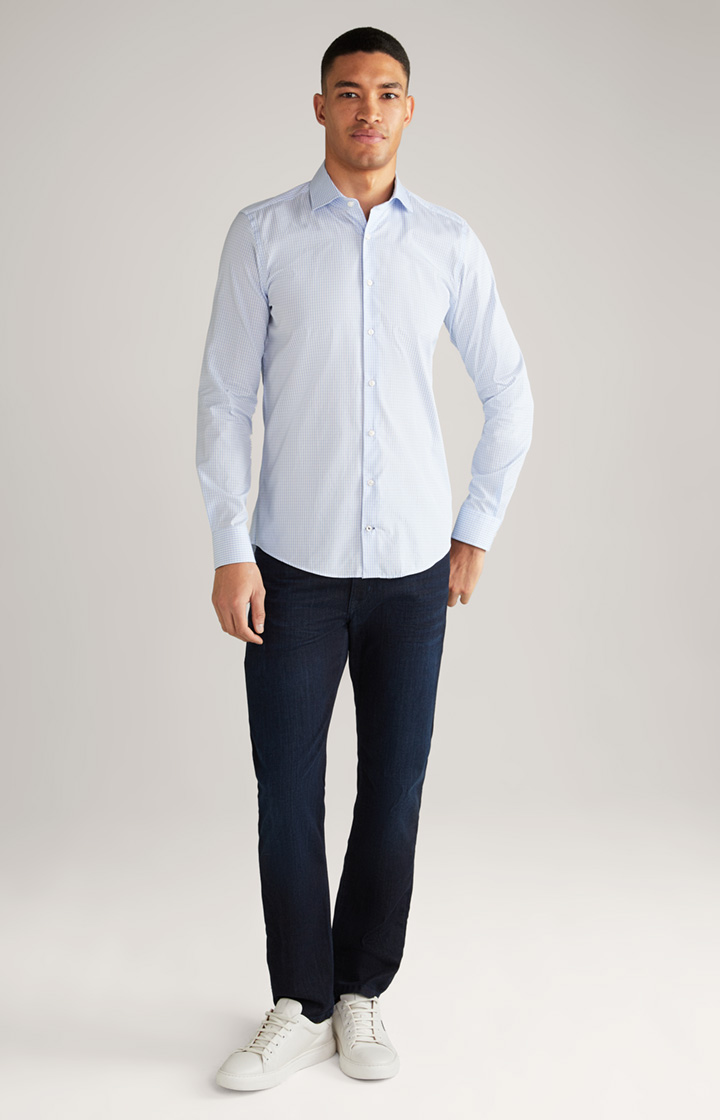 Panko Cotton Shirt in a Light Blue/White Check