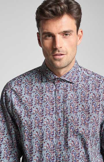 Hemd Hanjo in Grau gemustert