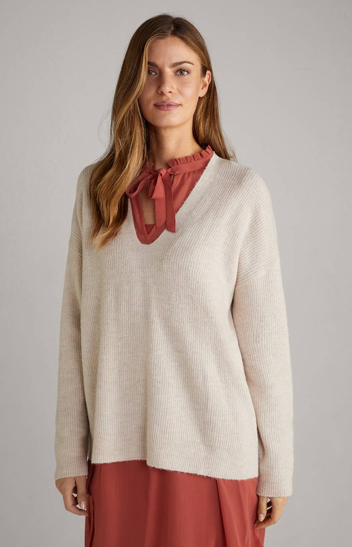 Sweter z mieszanki wełny w kolorze jasnego beżu