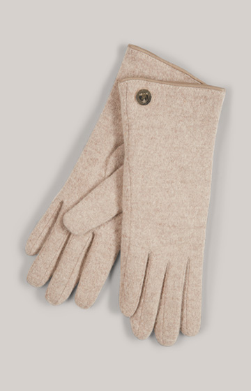 Woll-Handschuhe in Hellbeige Melange