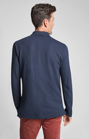 Langarm-Poloshirt Priamo in Navy 