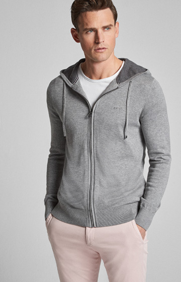 Strick-Hoodie Libo in Grau meliert
