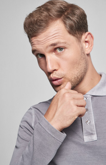 Langarm-Polo-Shirt Ambrosio in Graphit