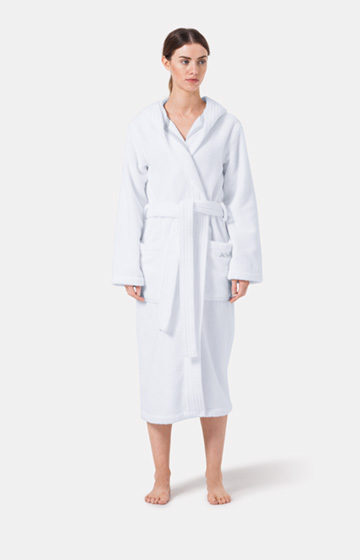 Kapuzen-Bademantel, Weiß