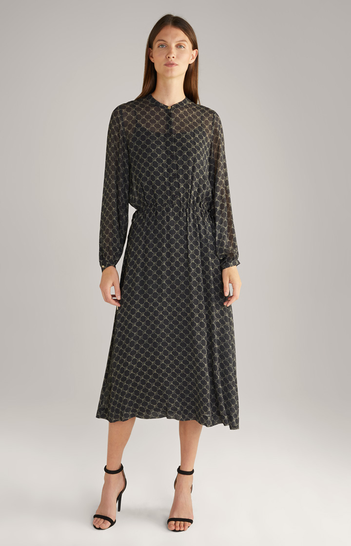 Wiskozowa sukienka maxi w czarno-szare wzory