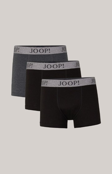 3-Pack of Fine Cotton Stretch Boxers in Mottled Black/Dark Grey