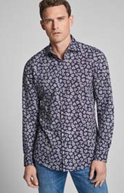 Hemd Panko - bügelleicht - in Dunkelblau gemustert